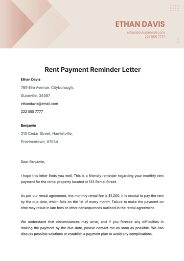 Free Rent Payment Reminder Letter Template to Edit Online
