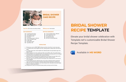 Bridal Shower Recipe Template