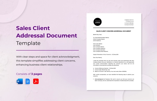 Sales Client Concern Addressal Document Template