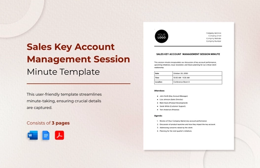 Sales Key Account Management Session Minute Template