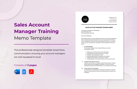 Sales Account Manager Training Memo Template