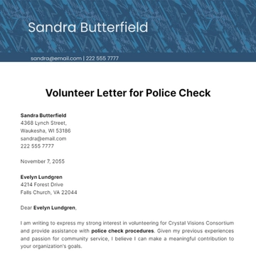 Free Volunteer Letter for Police Check Template to Edit Online