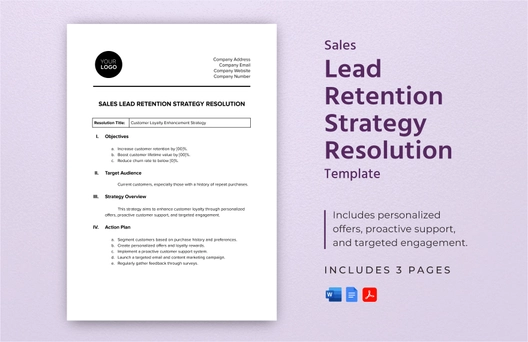 Sales Lead Retention Strategy Resolution Template Sales Lead Retention Strategy Resolution Template