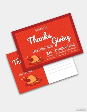 Restaurant Thanksgiving Postcard Template