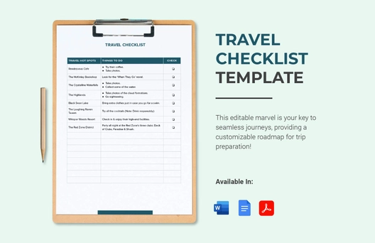 Travel Checklist Template Travel Checklist Template