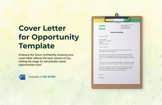 Cover Letter for Opportunity Template