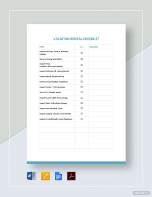 Vacation Rental Checklist Template