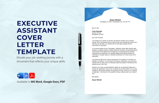 Executive Assistant Cover Letter Template