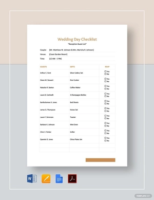 Wedding Day Checklist Template