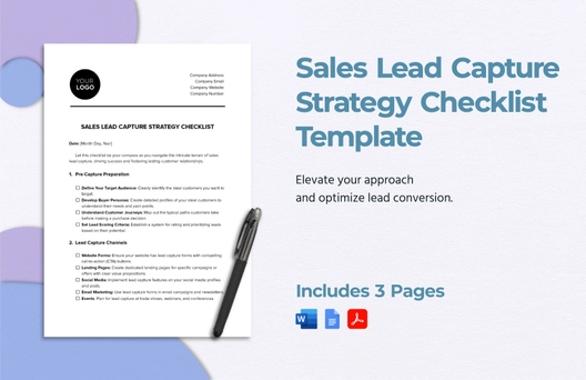 Sales Lead Capture Strategy Checklist Template Sales Lead Capture Strategy Checklist Template