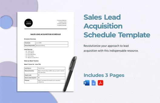 Sales Lead Acquisition Schedule Template