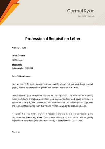 Free Professional Requisition Letter Template to Edit Online