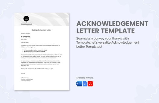 Acknowledgement Letter Template