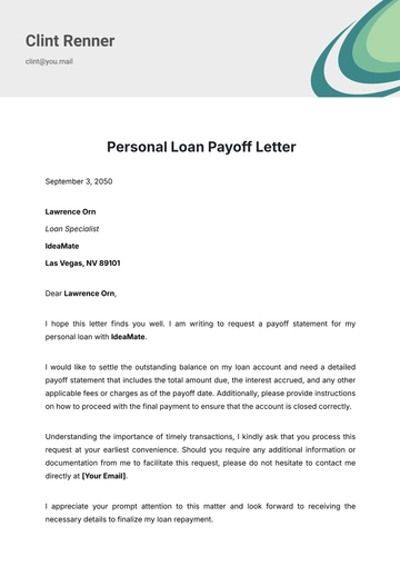 Free Personal Loan Payoff Letter Template to Edit Online