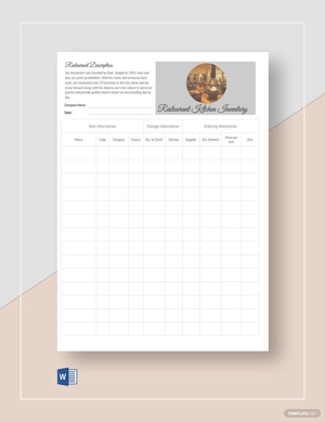 Blank Restaurant Kitchen Inventory Template Blank Restaurant Kitchen Inventory Template