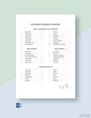 Restaurant Equipment Inventory Template