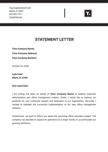 Free Statement Letter Template to Edit Online