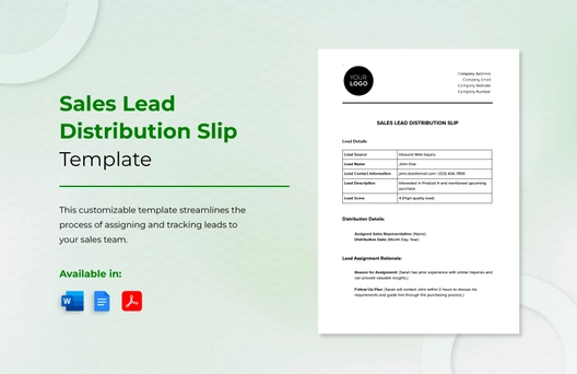 Sales Lead Distribution Slip Template