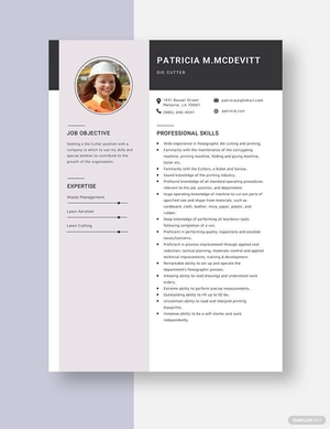 Die Cutter Resume