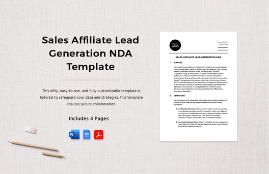 Sales Affiliate Lead Generation NDA Template Sales Affiliate Lead Generation NDA Template