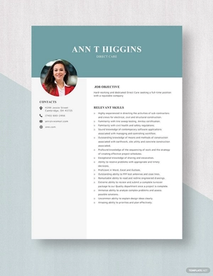 Direct Care Resume