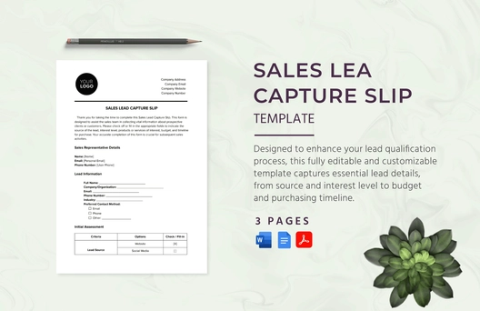 Sales Lead Capture Slip Template