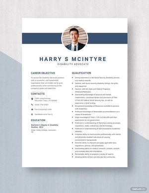 Disability Advocate Resume