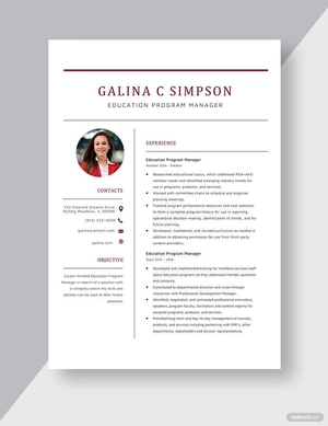 Education Program Manager Resume