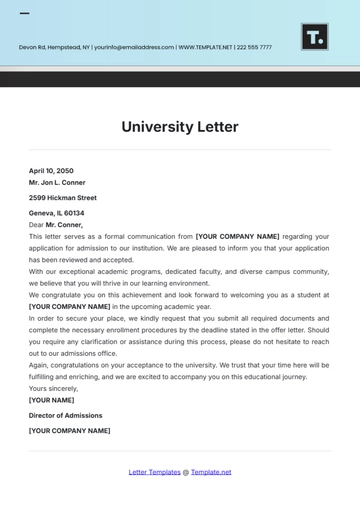 Free University Letter Template to Edit Online