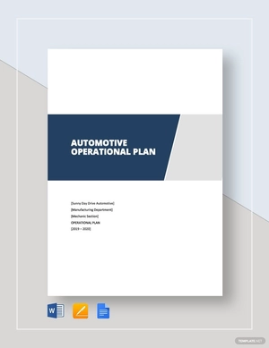 Automotive Operational Plan Template