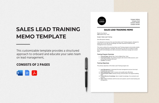 Sales Lead Training Memo Template