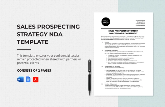 Sales Prospecting Strategy NDA Template Sales Prospecting Strategy NDA Template