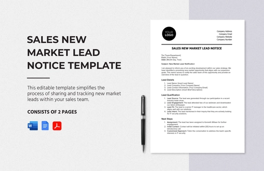 Sales New Market Lead Notice Template