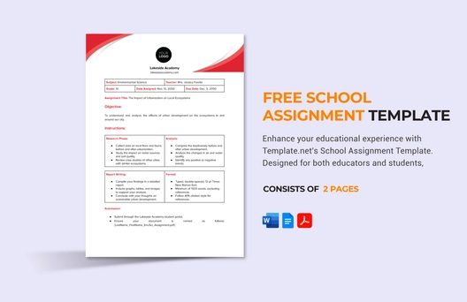 School Assignment Template School Assignment Template