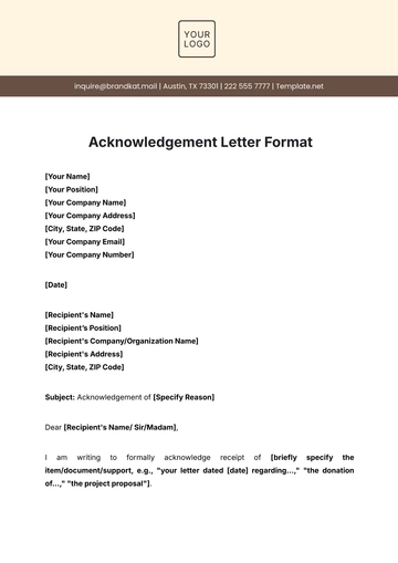 Free Acknowledgement Letter Format Template to Edit Online