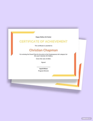 Art Achievement Certificate Template