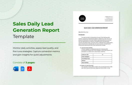 Sales Daily Lead Generation Report Template