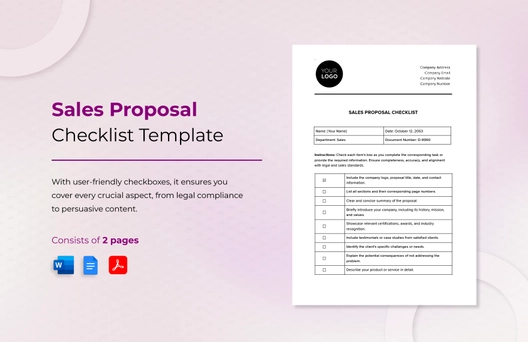 Sales Proposal Checklist Template