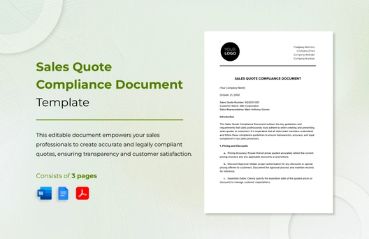 Sales Quote Compliance Document Template