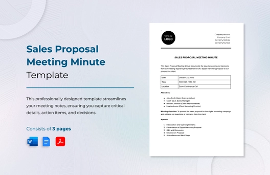 Sales Proposal Meeting Minute Template