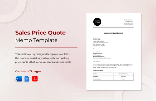 Sales Price Quote Memo Template Sales Price Quote Memo Template