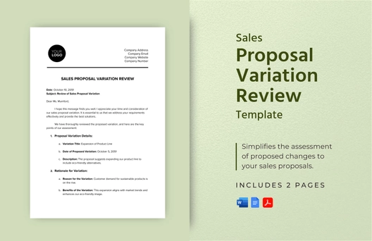 Sales Proposal Variation Review Template