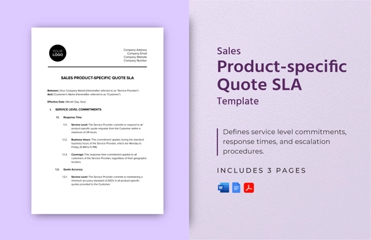 Sales Product-specific Quote SLA Template Sales Product-specific Quote SLA Template
