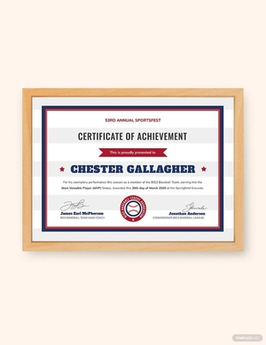 Baseball Certificate Template