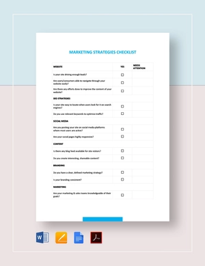 Printable Marketing Strategies Checklist Template