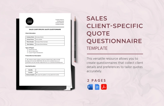 Sales Client-specific Quote Questionnaire Template