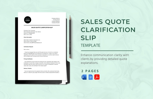 Sales Quote Clarification Slip Template