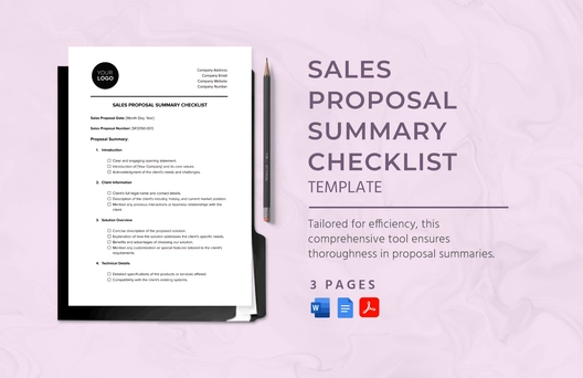 Sales Proposal Summary Checklist Template