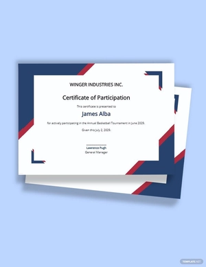 Basketball Participation Certificate Template