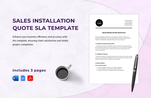 Sales Installation Quote SLA Template Sales Installation Quote SLA Template